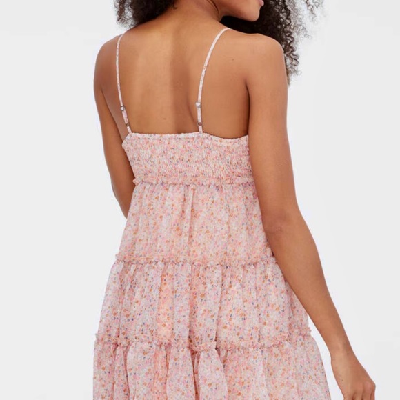 Aeropostale floral milkmaid boho romantic Tiered Ruffle Mini Dress – Size Medium - Picture 8 of 8
